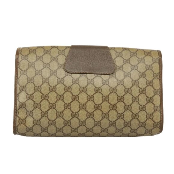 GUCCI GG Supreme Web Sherry Line Clutch Bag PVC Beige Red 156 01 031 Auth 102589 - Picture 2 of 16